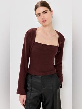 Reformation Chloe Knit Shrug Set - Burgundy